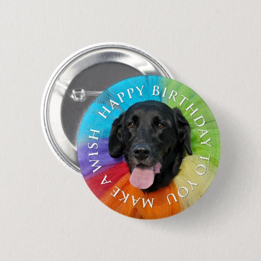 Black Lab Happy Birthday Button (Voorkant /achterkant)