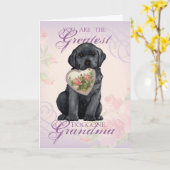 Black Lab Heart Grandma Kaart (Gele Bloem)