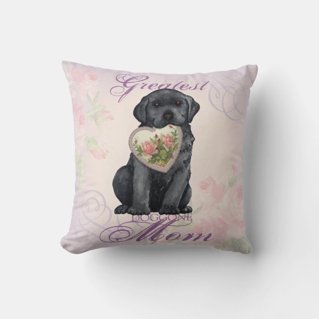 Black Lab Heart mama Kussen (Voorkant)