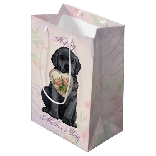 Black Lab Heart mama Medium Cadeauzakje (Voorkant Gekanteld)