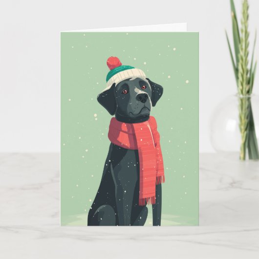 Black Lab Holiday Greeting Kaart (Voorkant)
