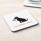 Black Lab Hond Amerikaanse Vlag Familienaam Classi Bier Onderzetter (Linkerzijde)