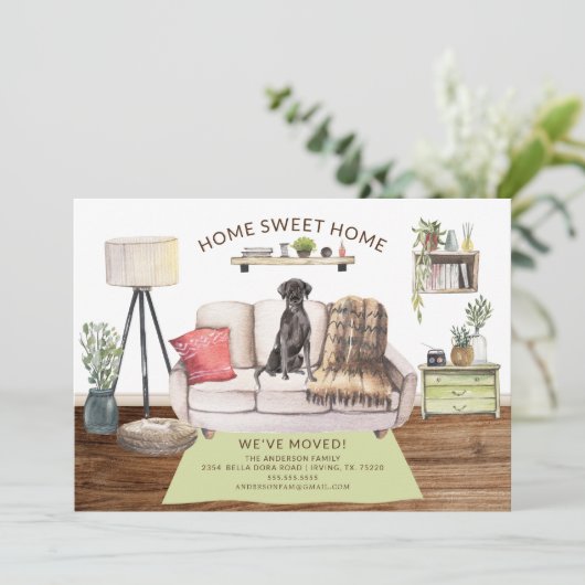 Black Lab Hond Bewegende Aankondiging (Staand voorkant)