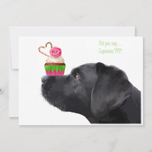 Black Lab Hond & Cupcake - Hondenliefhebber Verjaa Kaart (Voorkant)