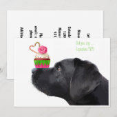 Black Lab Hond & Cupcake - Hondenliefhebber Verjaa Kaart (Voorkant / Achterkant)