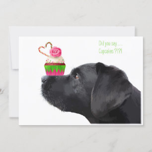 Black Lab Hond & Cupcake - Hondenliefhebber Verjaa Kaart