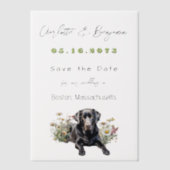 Black Lab Hond en Wildflowers Bewaar de datum Vellum Uitnodigingen (Voorkant)