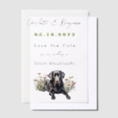 Black Lab Hond en Wildflowers Bewaar de datum Vellum Uitnodigingen (Offset)
