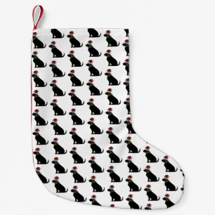 Black Lab Hond Kerst Kerstman Hoed Holly Fun Kleine Kerstsok