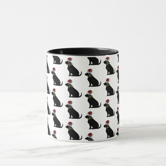 Black Lab Hond Kerst Kerstman Hoed Holly Fun Mok (Midden)