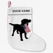 Black Lab Hond met Amerikaanse vlag Kerstmis Kleine Kerstsok (Voorkant)