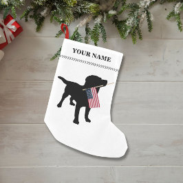 Black Lab Hond met Amerikaanse vlag Kerstmis Kleine Kerstsok