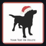 Black Lab Hond met Santa Christmas-Pet Vierkante Sticker<br><div class="desc">Schattigee zwarte labohond met een kerstmis Pet ontwerp - ideaal voor labrador retriever en hondenliefhebbers - gegarandeerd een glimlach op hun gezicht. Personaliseer met uw aangepaste tekst - naam, kerstgroeten of verwijder gewoon de tekst. Bekijk ook onze andere black lab en hondenontwerpen - klik op de Colorfulgalshop logo hieronder en...</div>
