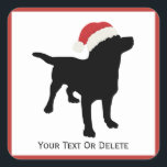 Black Lab Hond met Santa Christmas-Pet Vierkante Sticker<br><div class="desc">Schattigee zwarte labohond met een kerstmis Pet ontwerp - ideaal voor labrador retriever en hondenliefhebbers - gegarandeerd een glimlach op hun gezicht. Personaliseer met uw aangepaste tekst - naam, kerstgroeten of verwijder gewoon de tekst. Bekijk ook onze andere black lab en hondenontwerpen - klik op de Colorfulgalshop logo hieronder en...</div>