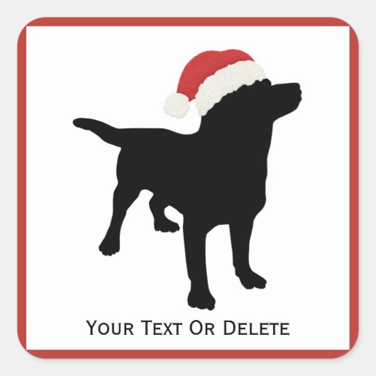 Black Lab Hond met Santa Christmas-Pet Vierkante Sticker (Voorkant)