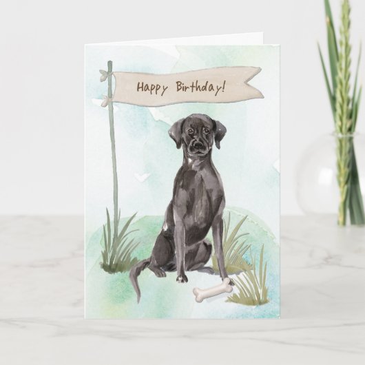 Black Lab Hond onder Verjaardagsbord Kaart (Voorkant)