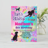 Black Lab Hond Verjaardag PAWty Uitnodiging voor K (Staand voorkant)