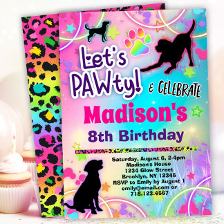 Black Lab Hond Verjaardag PAWty Uitnodiging voor K