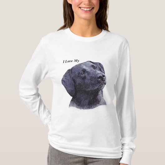 Black Lab Hoodie, ik hou van mijn (hond) T-shirt (Voorkant)