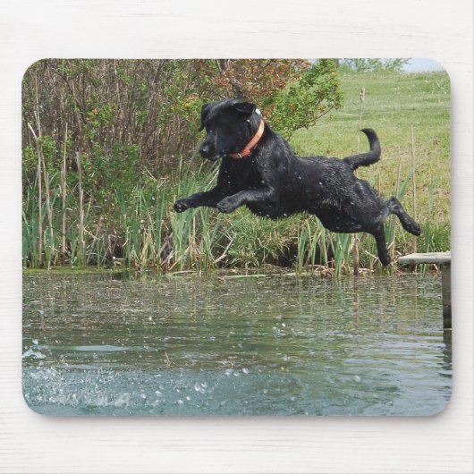 Black Lab Jumping-muispad Muismat (Voorkant)