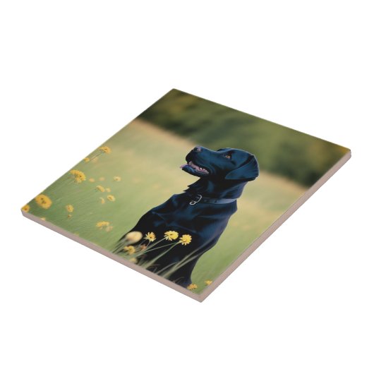 Black Lab keramische Tegel Tegeltje (Zijkant)