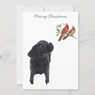 Black Lab Kerst Kardinalen Schattige Dog Labrador Kaart