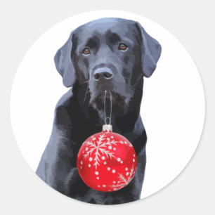 Black Lab Kerst - Labrador Puppy Schattige Dog Ronde Sticker