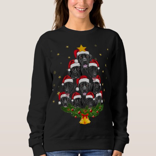 Black Lab kerstboom Hondenliefhebber Xmas Funny Cu Trui (Voorkant)