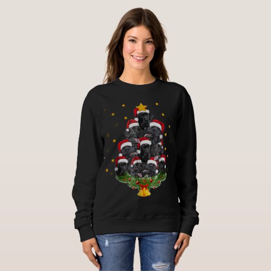 Black Lab kerstboom T Shirt-kerstcadeau voor honde Trui (Voorkant volledig)