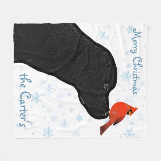Black Lab Kersthond Labrador Fleece Deken (Voorkant (Horizontaal))