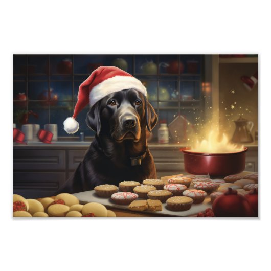 Black Lab Kerstkoekjes Feestelijke vakantie Foto Afdruk (Voorkant)