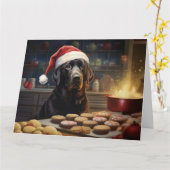 Black Lab Kerstkoekjes Feestelijke vakantie Kaart (Gele Bloem)