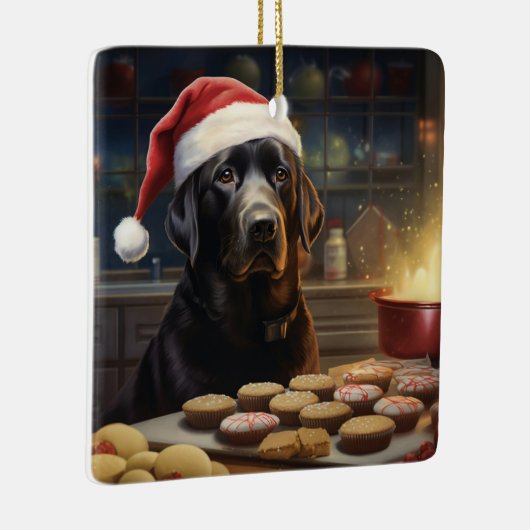 Black Lab Kerstkoekjes Feestelijke vakantie Keramisch Ornament (Rechts)