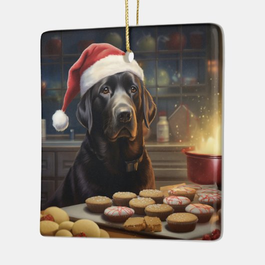 Black Lab Kerstkoekjes Feestelijke vakantie Keramisch Ornament (Links)