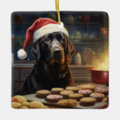 Black Lab Kerstkoekjes Feestelijke vakantie Keramisch Ornament (Voorkant)