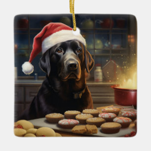 Black Lab Kerstkoekjes Feestelijke vakantie Keramisch Ornament
