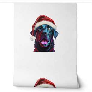 Black Lab Kerstmagie_ Labrador in Santa Hat Behang