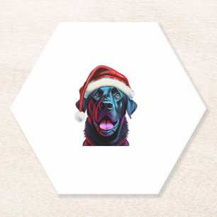 Black Lab Kerstmagie_ Labrador in Santa Hat Kartonnen Onderzetters