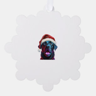 Black Lab Kerstmagie_ Labrador in Santa Hat Ornament Kaart