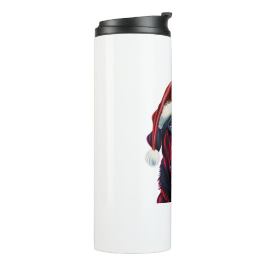 Black Lab Kerstmagie_ Labrador in Santa Hat Thermosbeker (Gedraaid links)