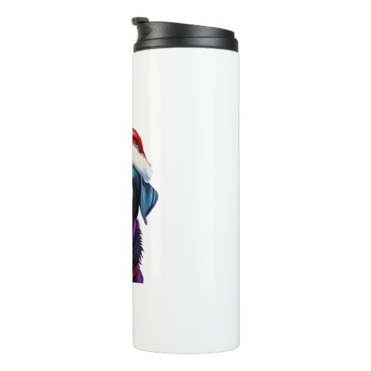 Black Lab Kerstmagie_ Labrador in Santa Hat Thermosbeker (Geroteerd rechts)