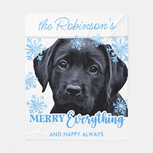 Black Lab Kerstmis - Merry Alles - Labrador Fleece Deken (Voorkant)