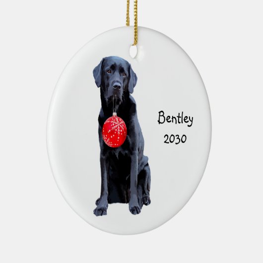 Black Lab Kerstmis Pet Dog Labrador Holiday Keramisch Ornament (Rechts)