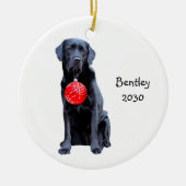 Black Lab Kerstmis Pet Dog Labrador Holiday Keramisch Ornament (Voorkant)