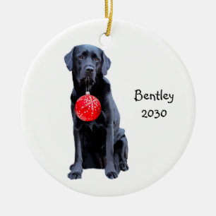 Black Lab Kerstmis Pet Dog Labrador Holiday Keramisch Ornament