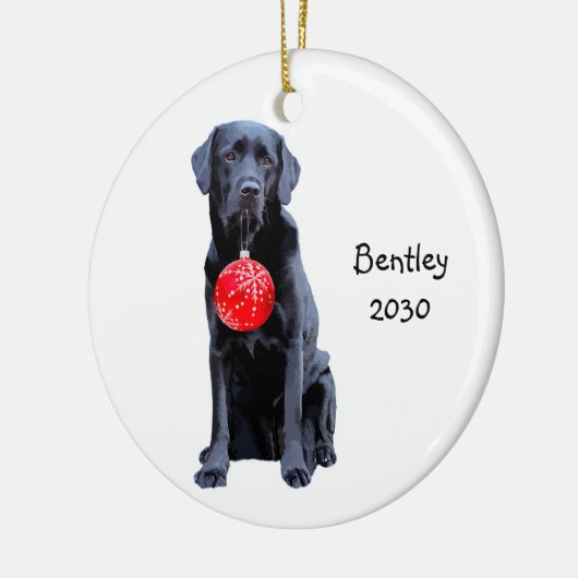 Black Lab Kerstmis Pet Dog Labrador Holiday Keramisch Ornament (Links)