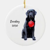 Black Lab Kerstmis Pet Dog Labrador Holiday Keramisch Ornament (Achterkant)