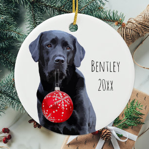 Black Lab Kerstmis Pet Labrador Puppy Cute Dog Keramisch Ornament