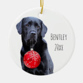 Black Lab Kerstmis Pet Labrador Puppy Cute Dog Keramisch Ornament (Voorkant)