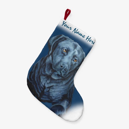 Black Lab Kerststop Aangepaste hond stoppen Kleine Kerstsok (Voorkant (Hangend))